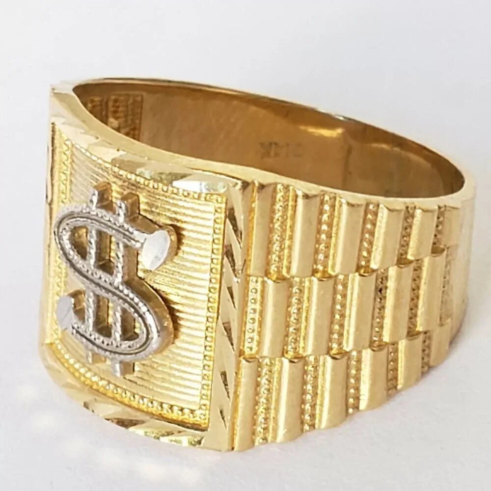 14K Gold Dollar white & Yellow Gold men’s Dollar  Ring